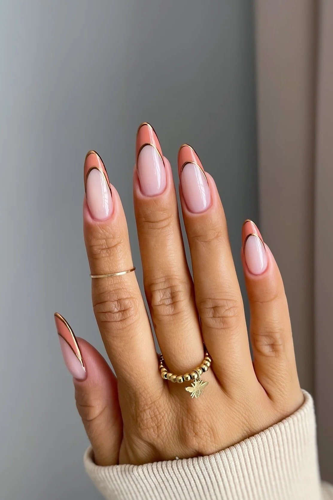 Pink and White French Tip Almond Nails - simple nail design for women over 60