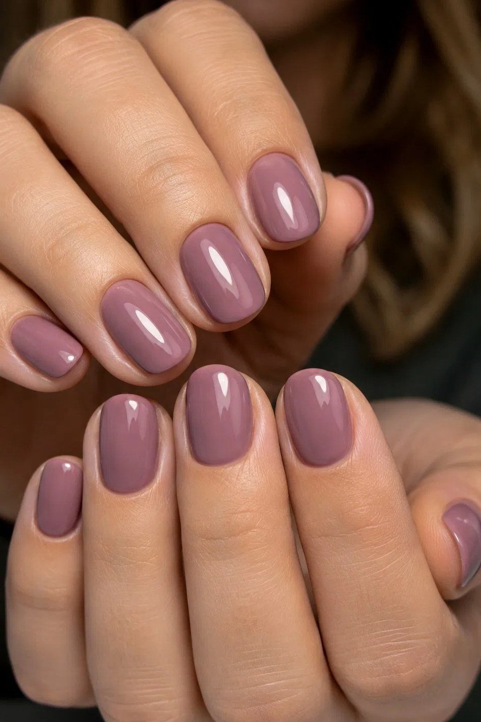 Muted Mauve Short Nails - simple nail design for women over 60