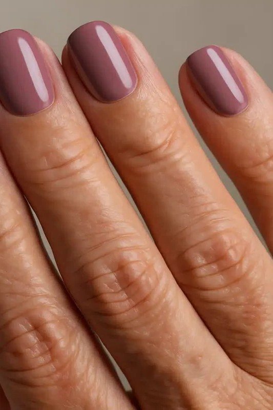 Muted Mauve Short Square Nails - simple nail design for women over 60