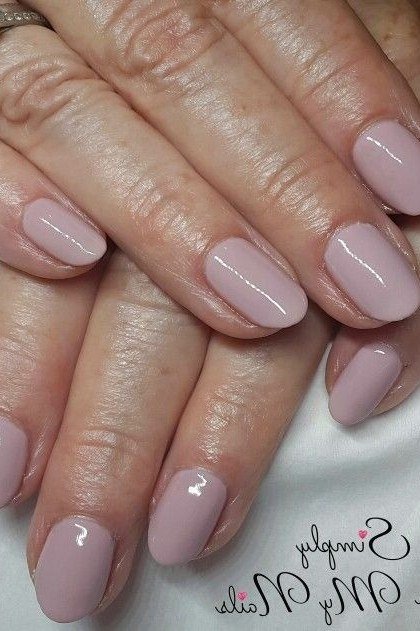 Pale Mauve Glossy Nails - simple nail design for women over 60