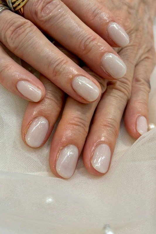 Ivory Nude Nails - simple nail design for women over 60
