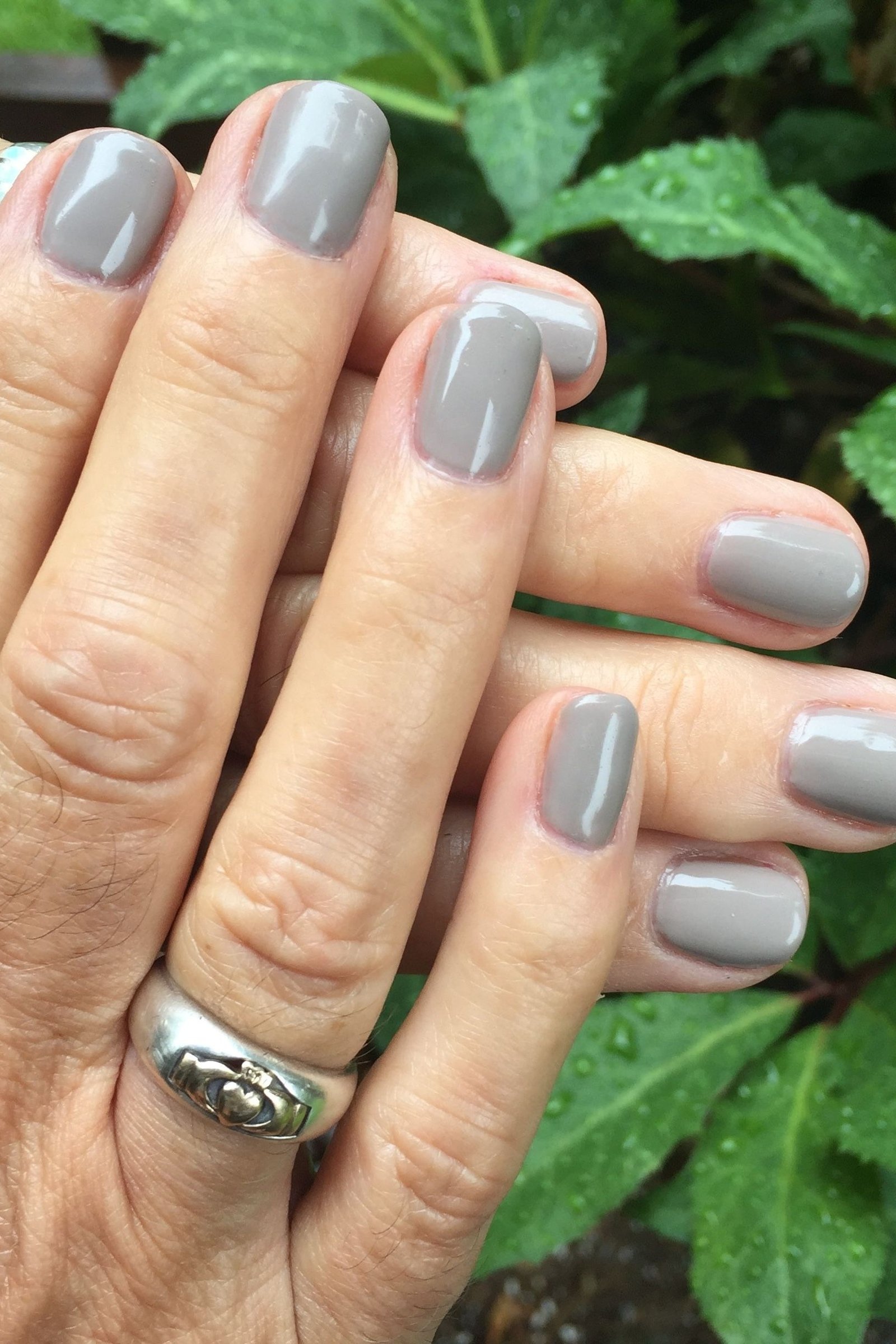 Soft Grey Nails in Natural Light - simple nail design for women over 60