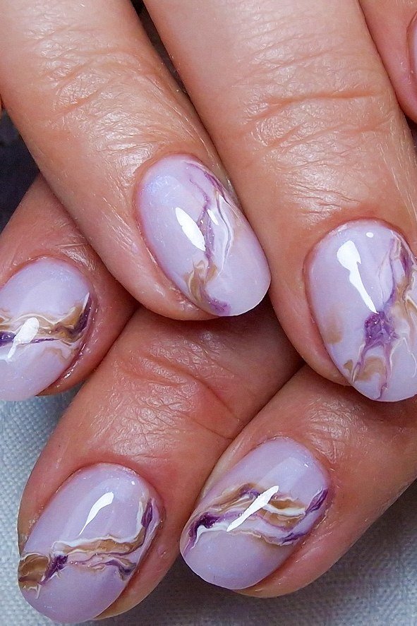 Lavender marble nail art