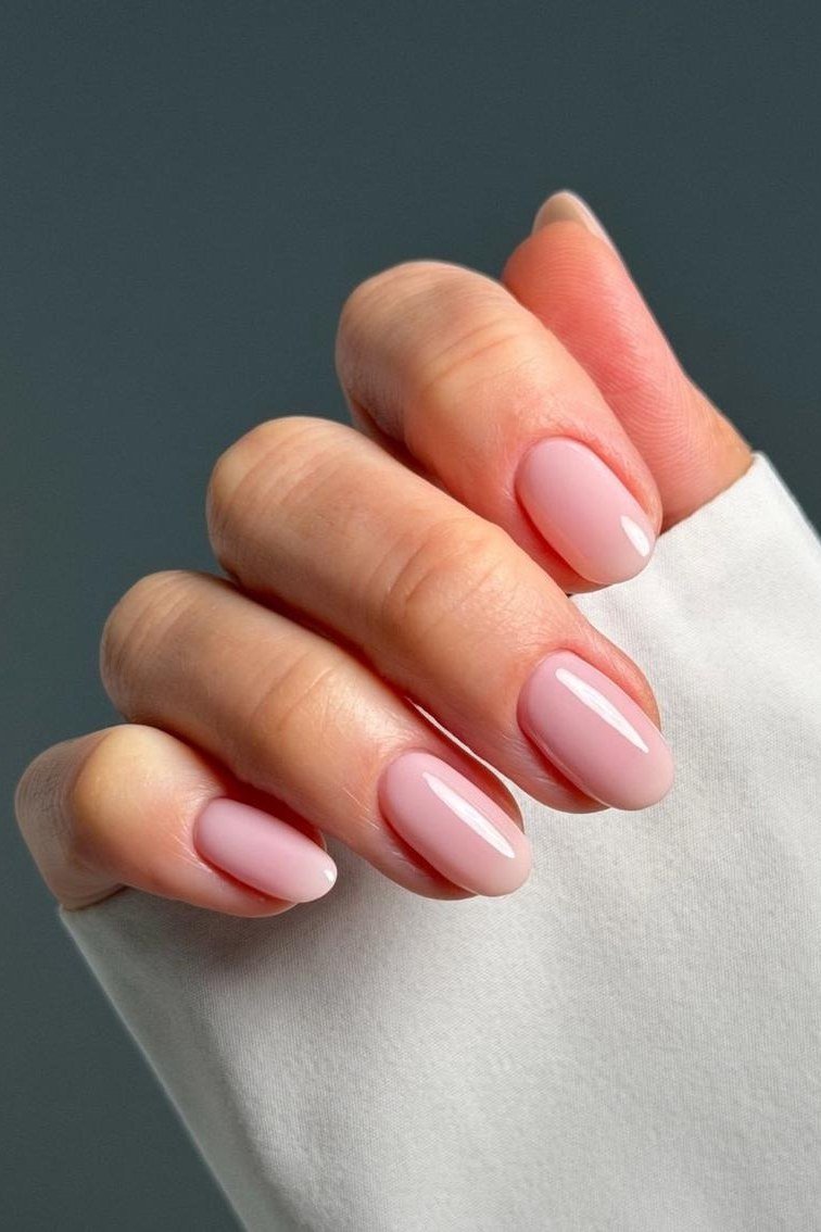 Sheer Pink Squoval Nails, soft pink nail idea for women over 70