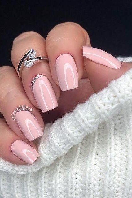 Milky Pink Short Nails, soft pink nail idea for women over 70