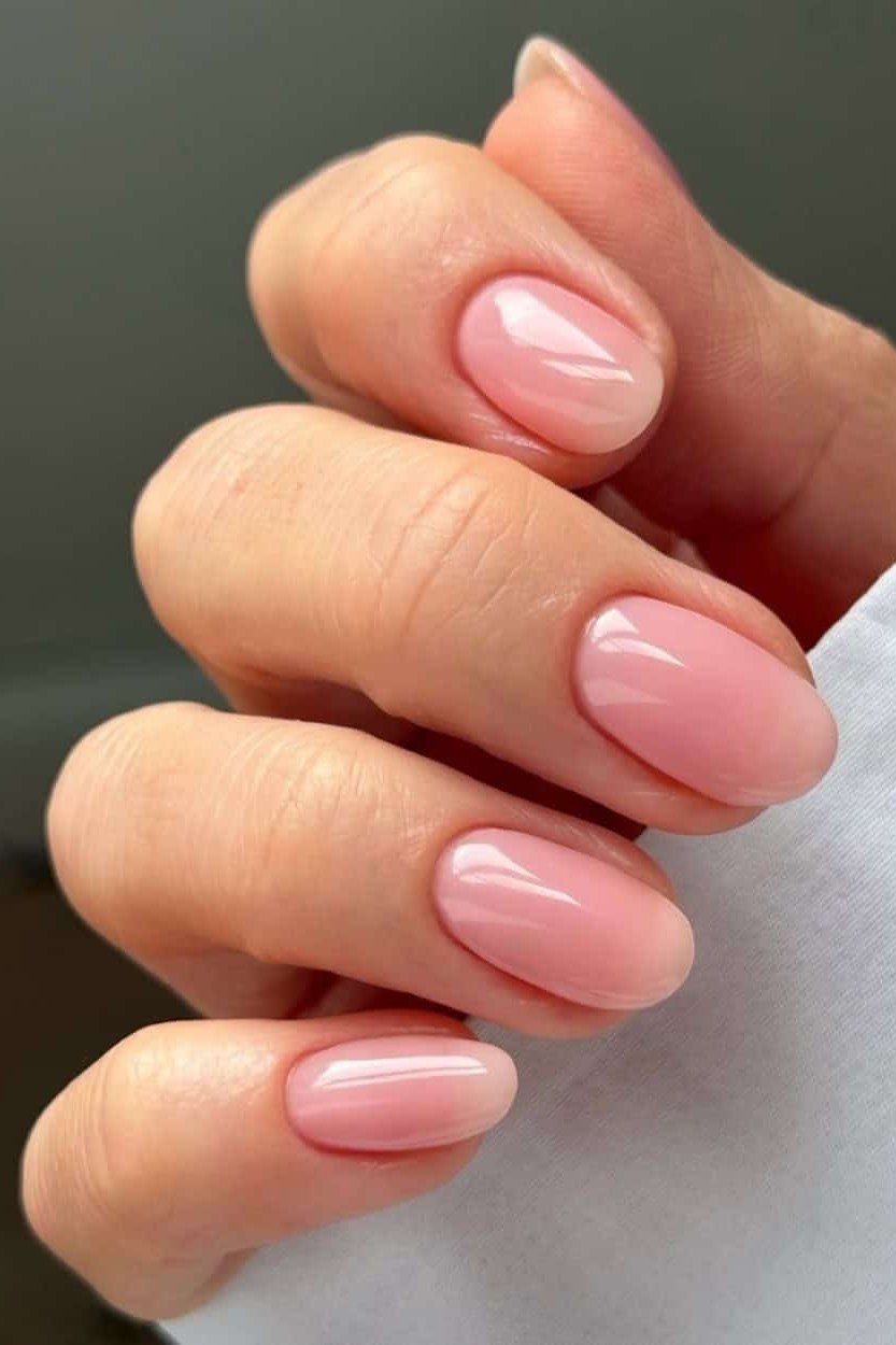 Pale Rose Oval Nails, soft pink nail idea for women over 70
