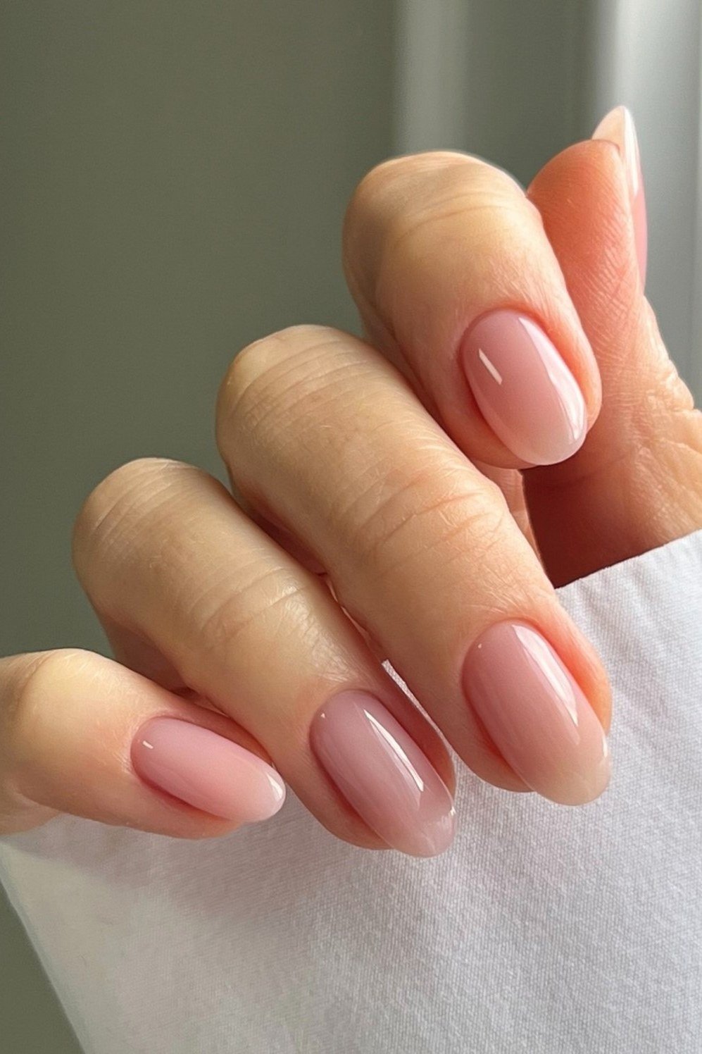 Blush Pink Oval Nails, soft pink nail idea for women over 70