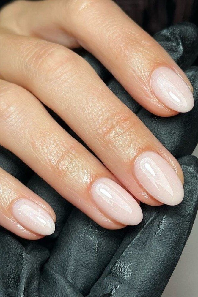 Powder Pink Short Nails, soft pink nail idea for women over 70