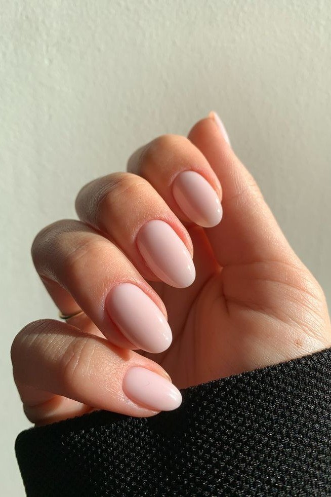 Petal Pink Squoval Nails, soft pink nail idea for women over 70