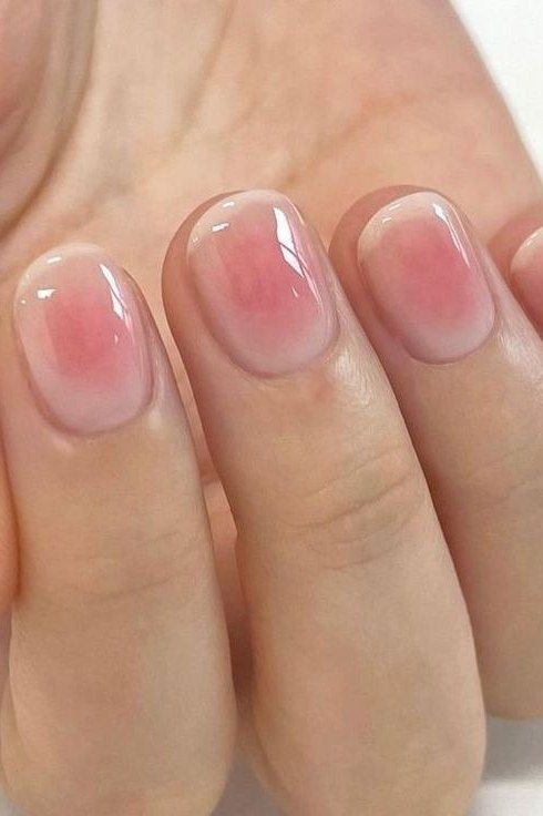 Strawberry Milk Nails, soft pink nail idea for women over 70