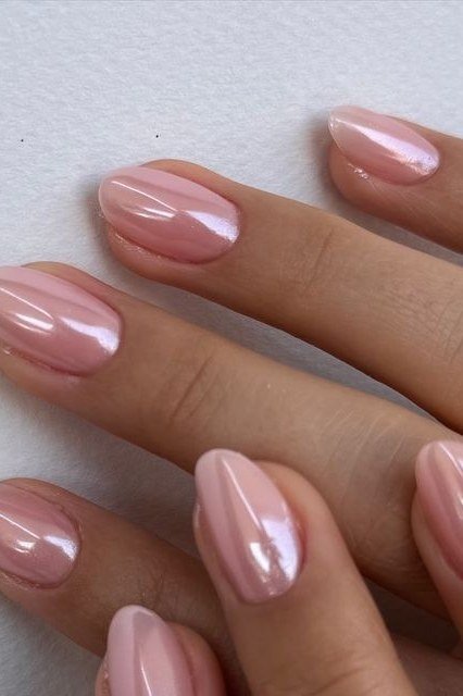Blush Micro French Nails, soft pink nail idea for women over 70