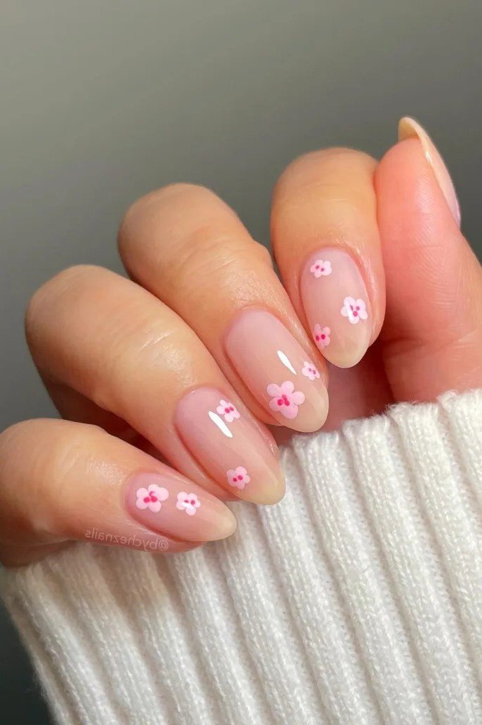 Rose Gold Glitter Accent, soft pink nail idea for women over 70