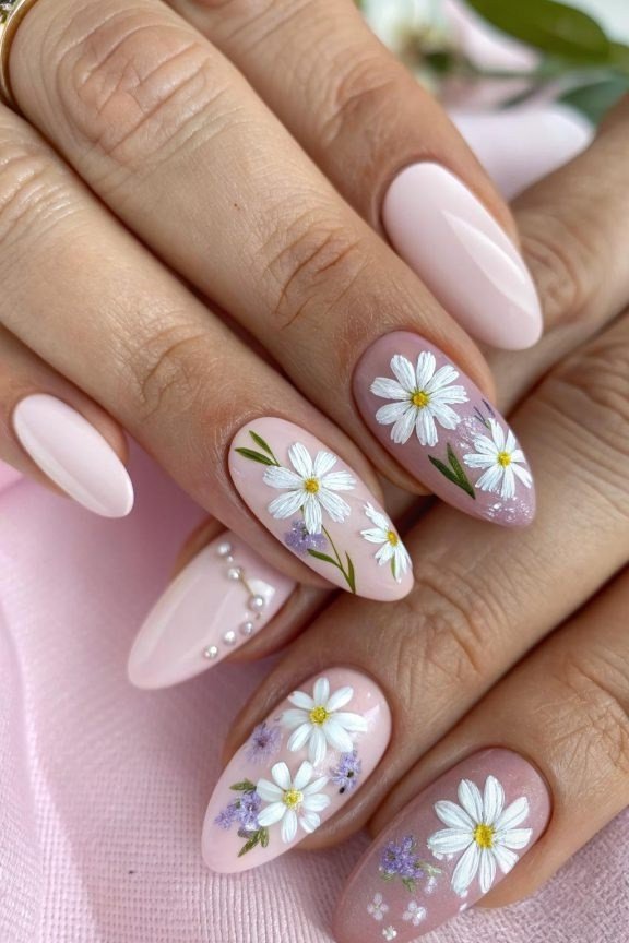 Pink Chrome Nails, soft pink nail idea for women over 70