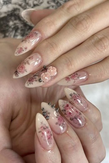 Blush Cat Eye Nails, soft pink nail idea for women over 70