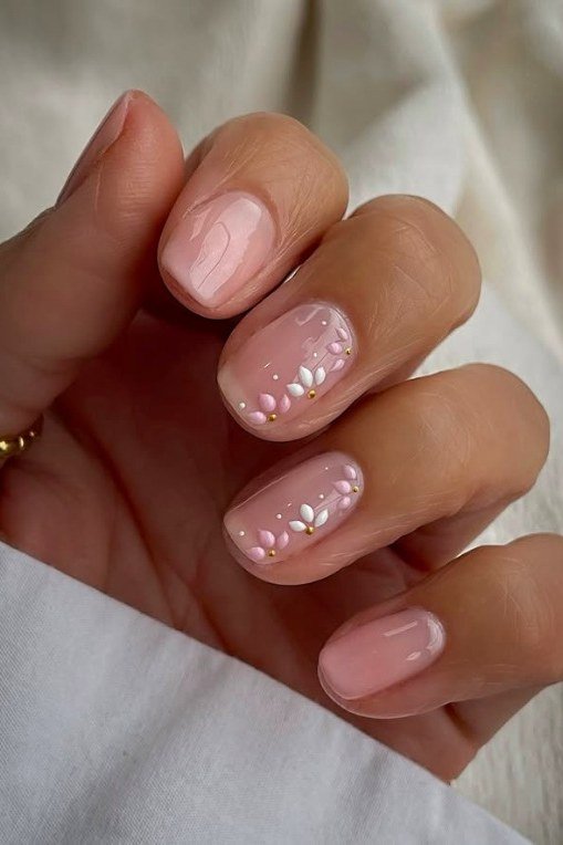 Pink Glass Nails, soft pink nail idea for women over 70