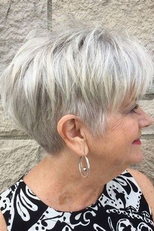 Easy silver spiky pixie haircut for women over 60