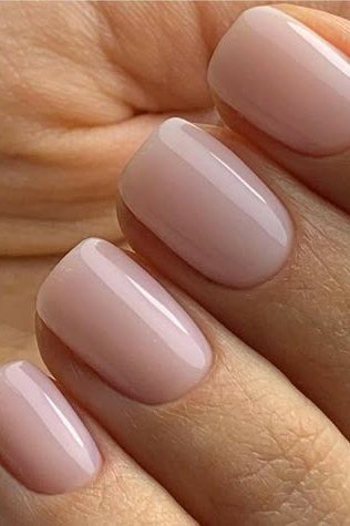 Milky Mauve-Pink Squoval - simple pink nail idea for women over 50