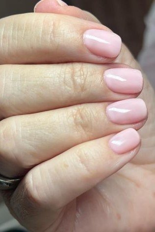 Pink Nude Almonds With a Ring - simple pink nail idea for women over 50