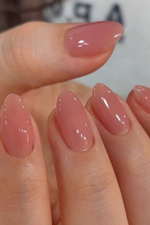 Dusty Rose Almond Close-Up - simple pink nail idea for women over 50