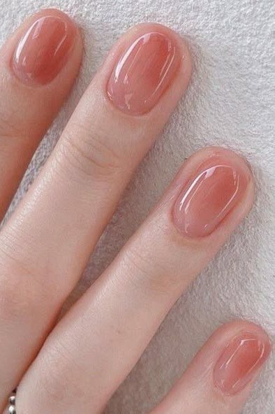 Sheer Rose Short Squares - simple pink nail idea for women over 50