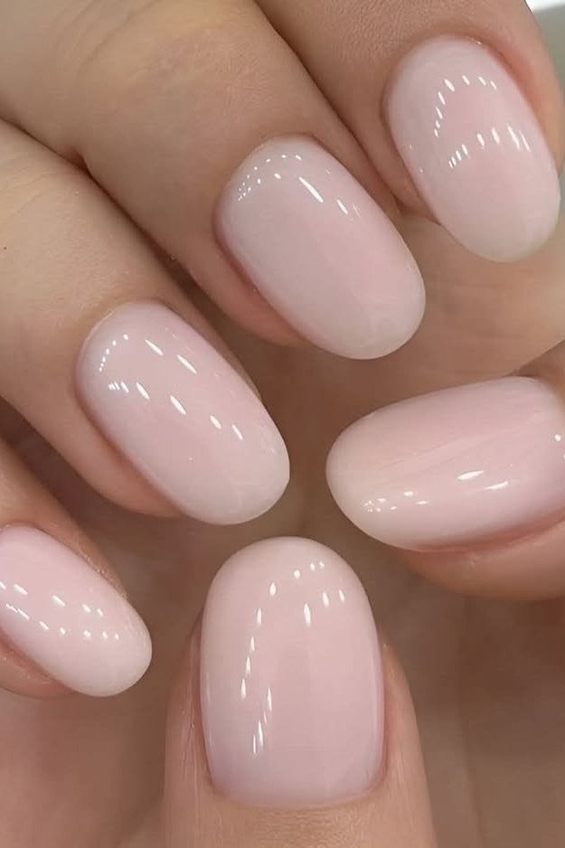 Pale Milky Pink Squovals - simple pink nail idea for women over 50