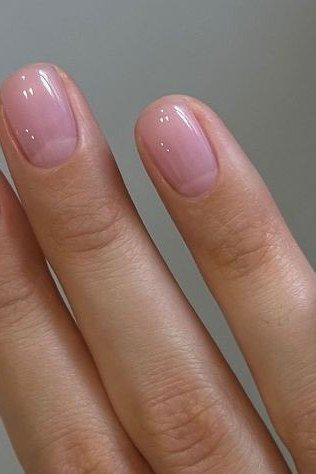 Lavender-Pink Sheer Ovals - simple pink nail idea for women over 50