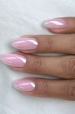 Iridescent Pink Glaze Almonds - simple pink nail idea for women over 50