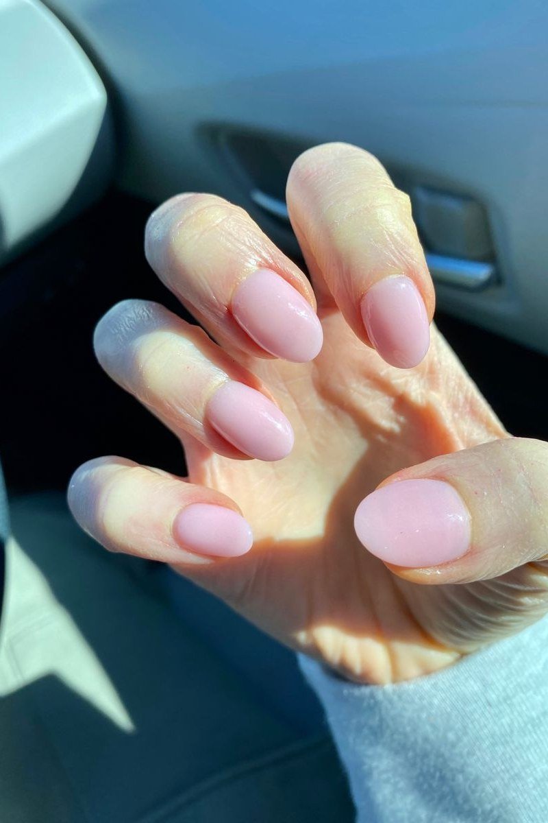 Sheer Nude Pink, Everyday Wear - simple pink nail idea for women over 50
