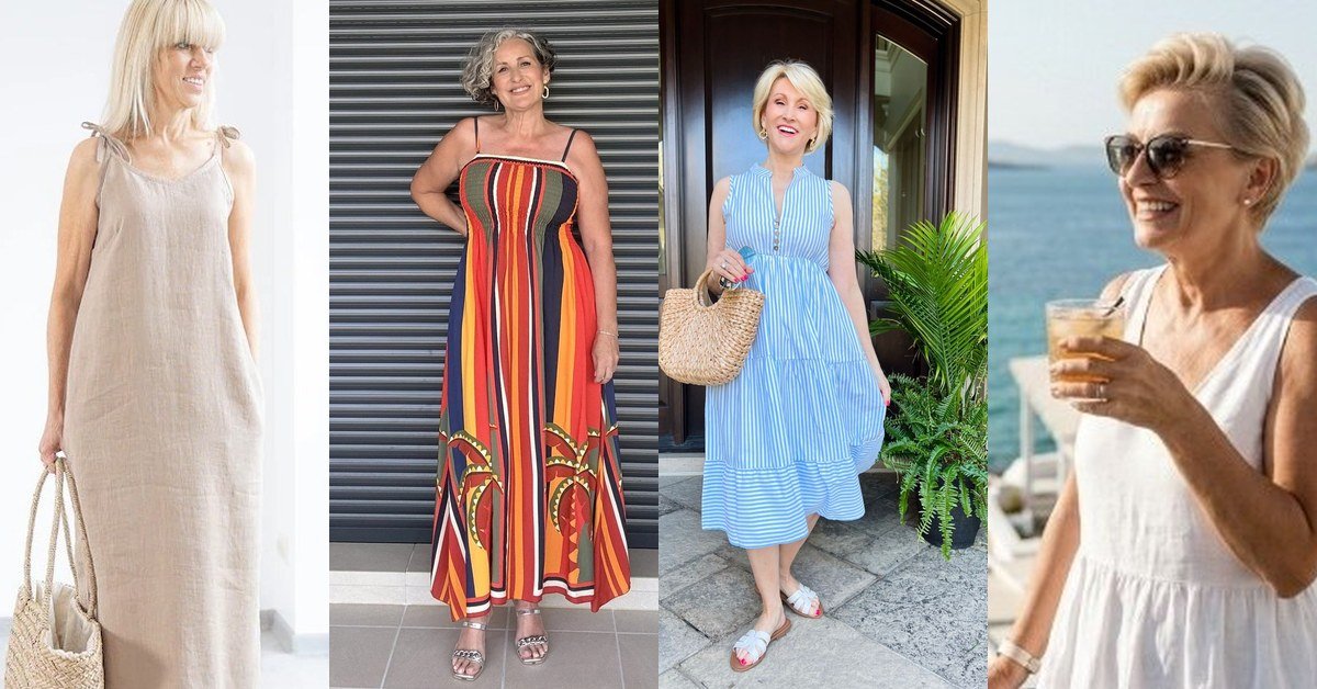 Summer sundresses for women over 60 - collage of the best sundress looks featured image