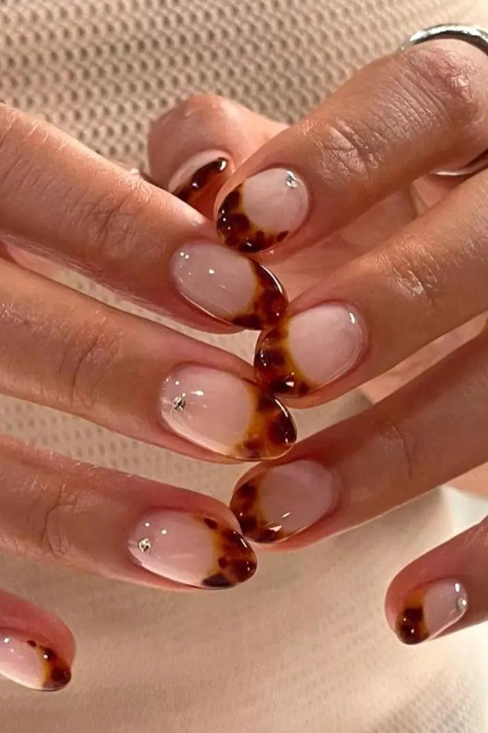 Tortoiseshell nail design: Tortoise French for Older Hands for women over 50