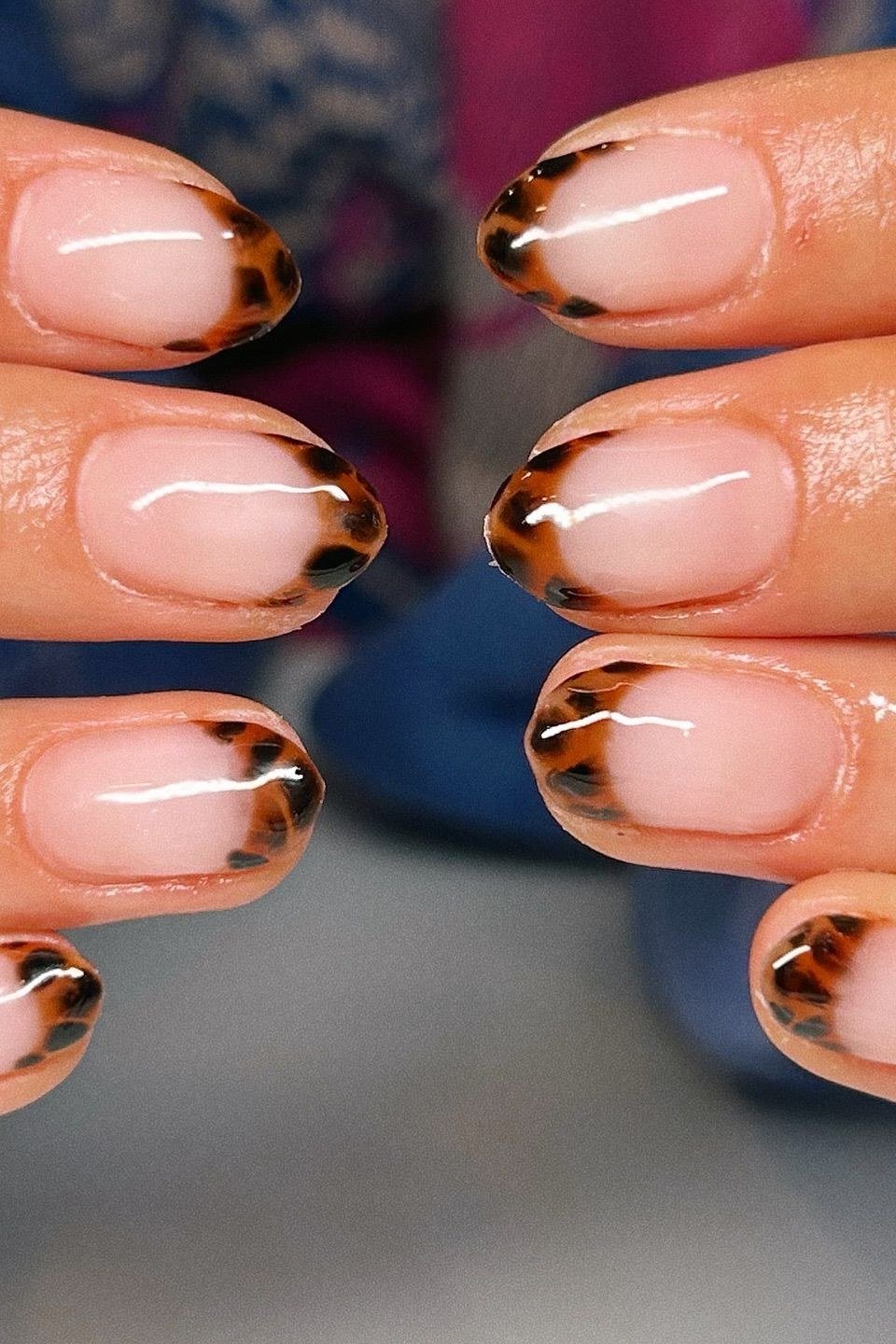 Tortoiseshell nail design: Tortoise Micro French for women over 50