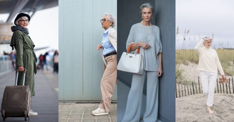 66 Travel Outfits for Women Over 70 - featured collage of travel looks