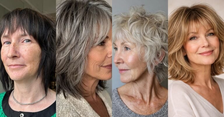 70 best textured shaggy bob hairstyles for women over 60 - featured collage