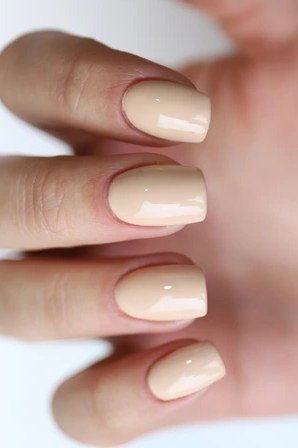 Milky nude short squoval close up for women over 50