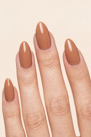 Terracotta nude long almond nails for women over 50