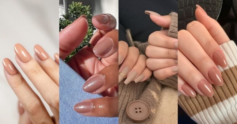 64 warm nude nail ideas for women over 50 collage