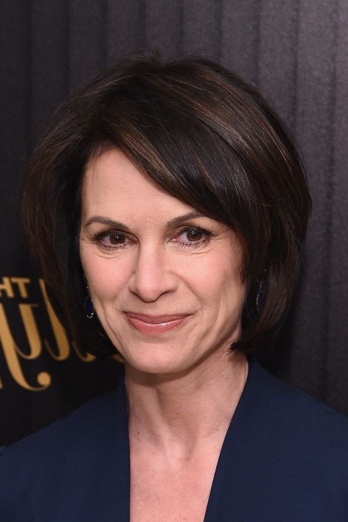 Dark bob, front, navy top - wash and wear haircut for women over 60