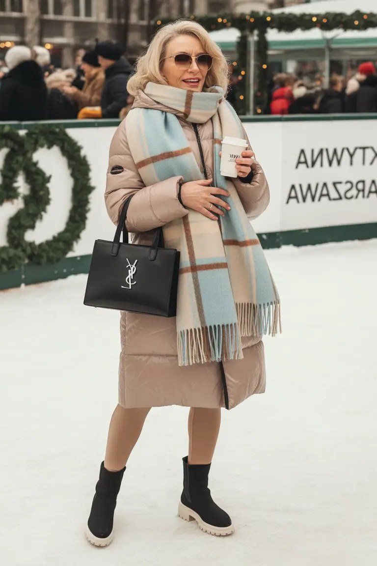 Gray Sweater Dress with Burgundy Boots winter outfit for women over 50