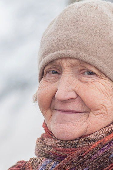 Beige Beanie With Rust Plaid Scarf - winter outfit for women over 70 (beige beanie)
