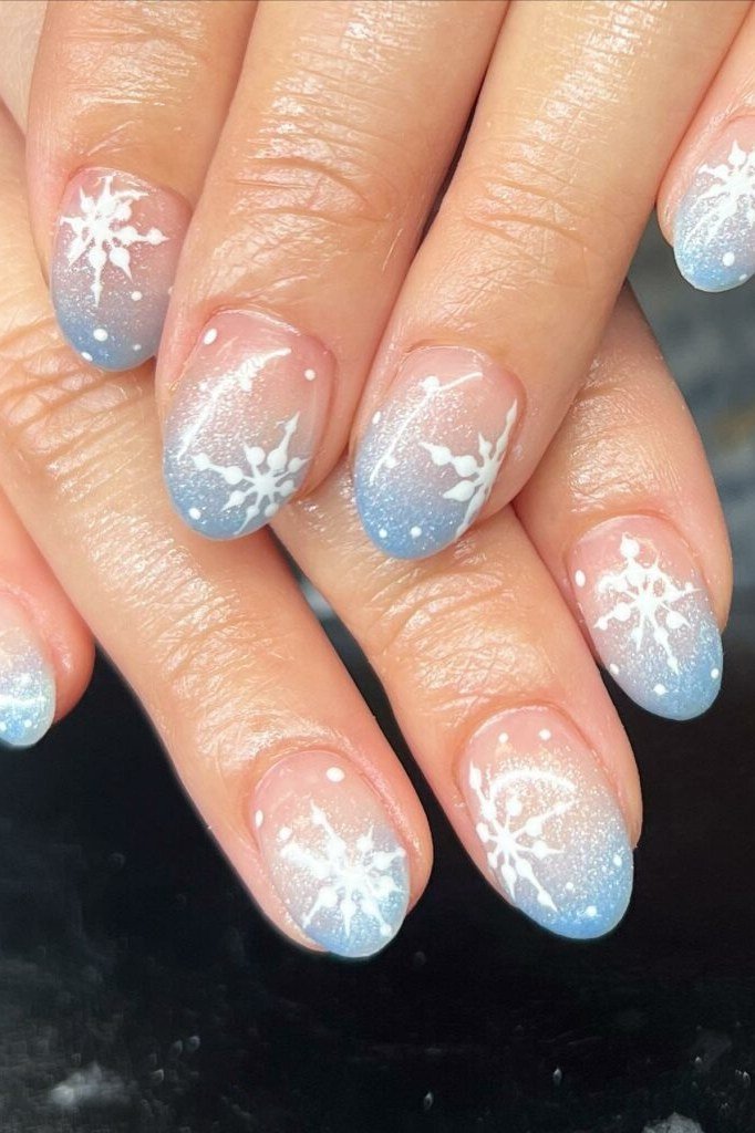 Pale Blue Snowflake Ombre for women over 60