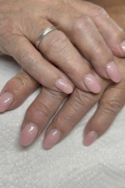 Soft Pink Almond Nails - winter nail idea for women over 60