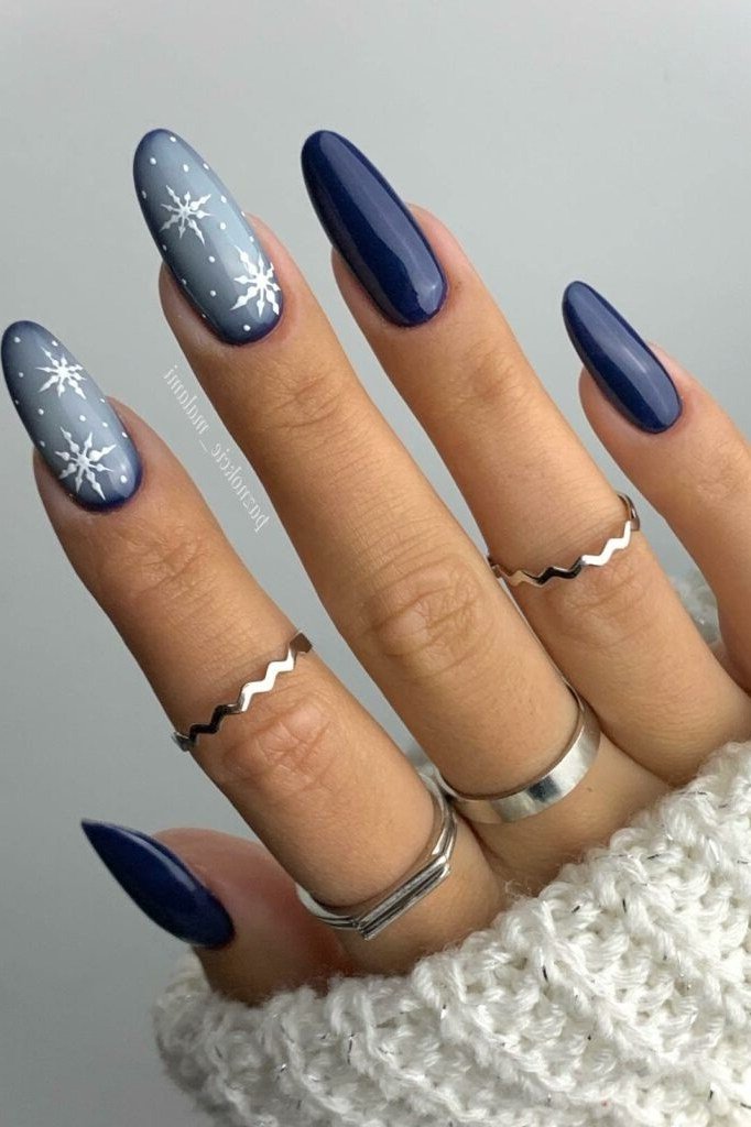 Navy Blue with Silver Snowflakes for women over 60