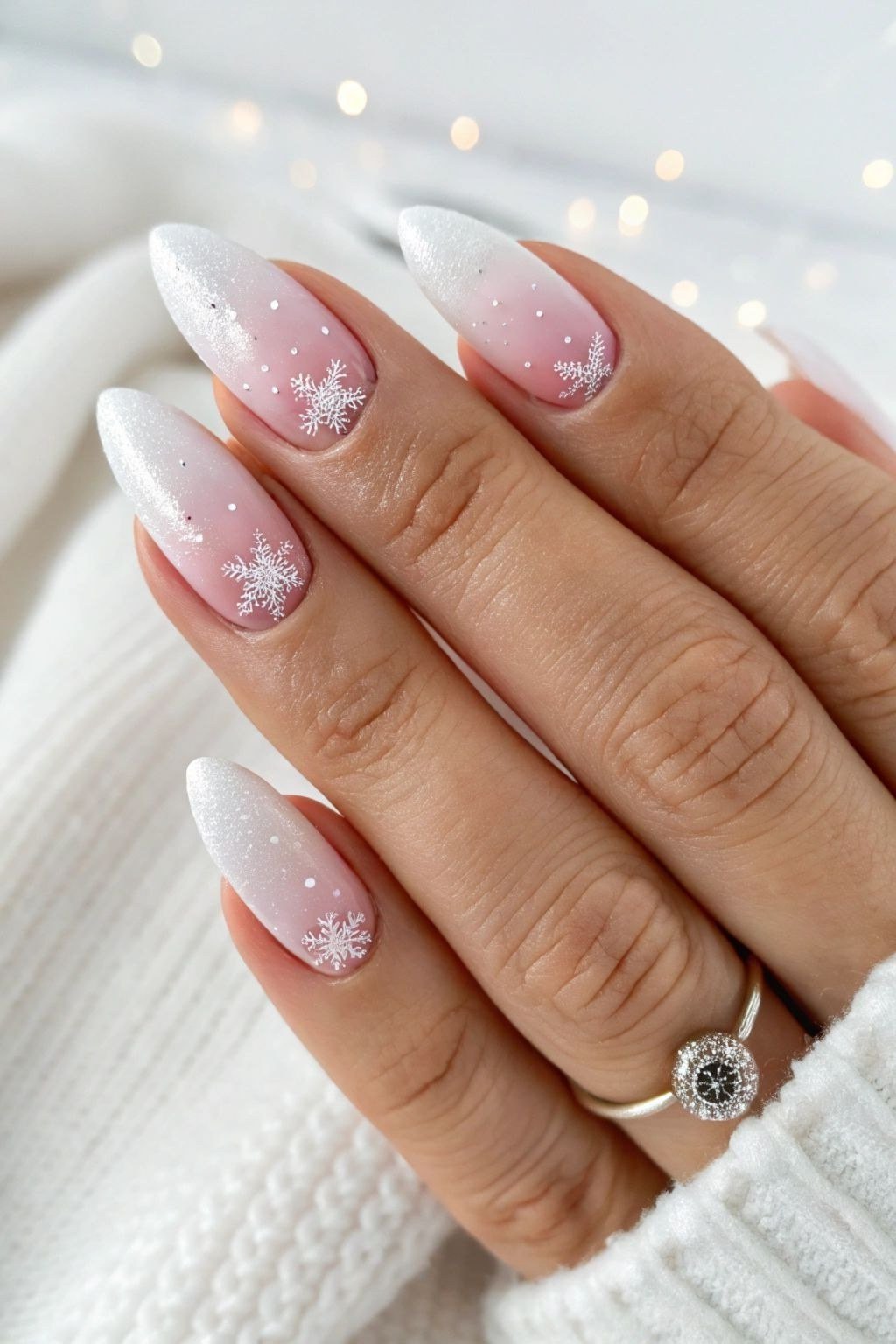 Pink and White Glitter Ombre for women over 60