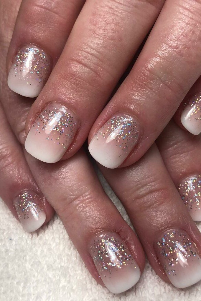 Mauve Glitter on Mature Hands for women over 60