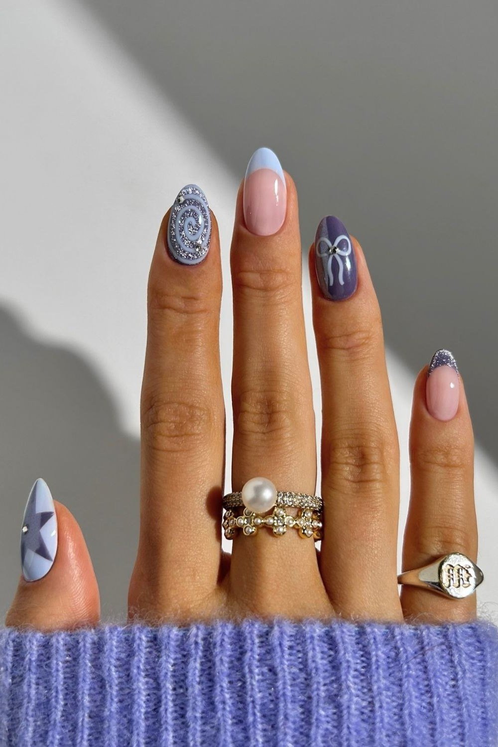 Midnight Navy-Black Nails - winter nail idea for women over 60