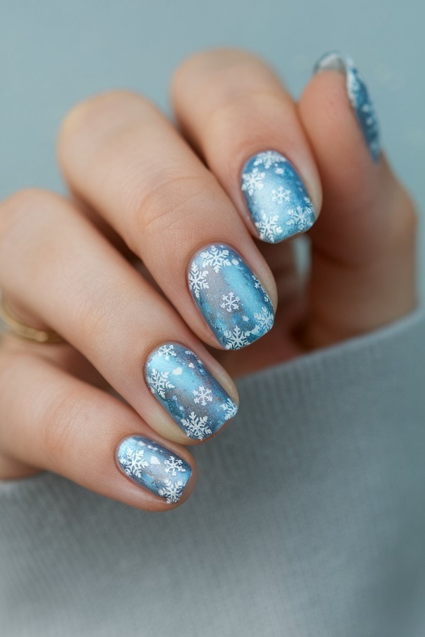 Lavender Glitter Nails - winter nail idea for women over 60