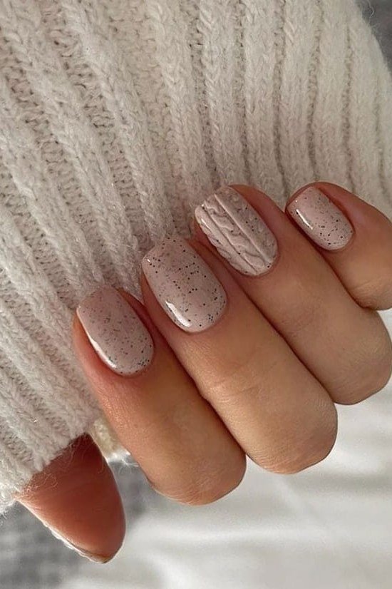 Black Glitter Party Nails - winter nail idea for women over 60