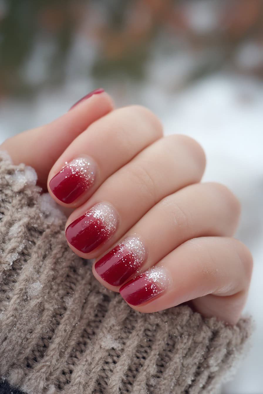 Nude Nails with Black French Tips - winter nail idea for women over 60