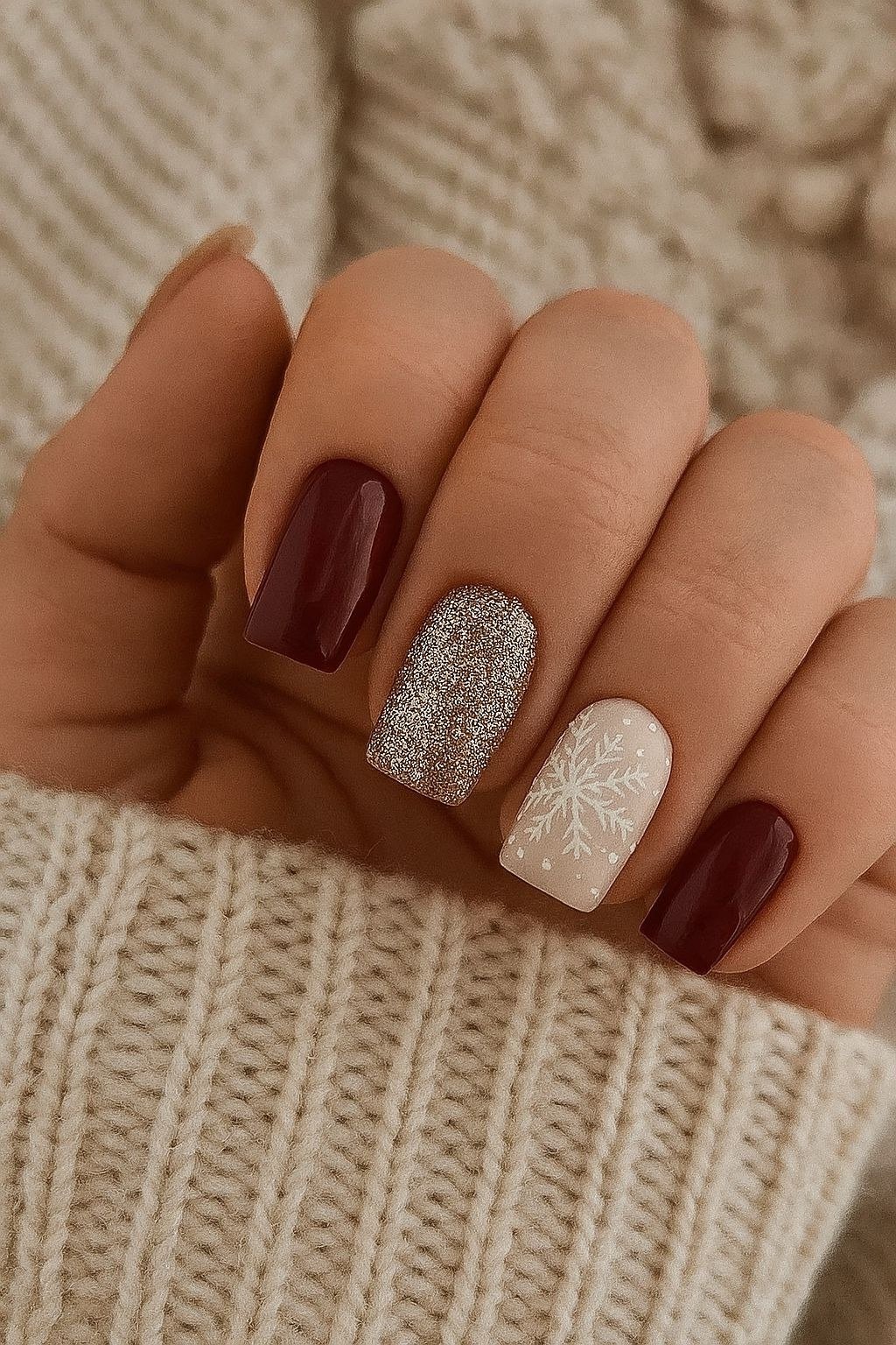 Burgundy and Silver Glitter for women over 60
