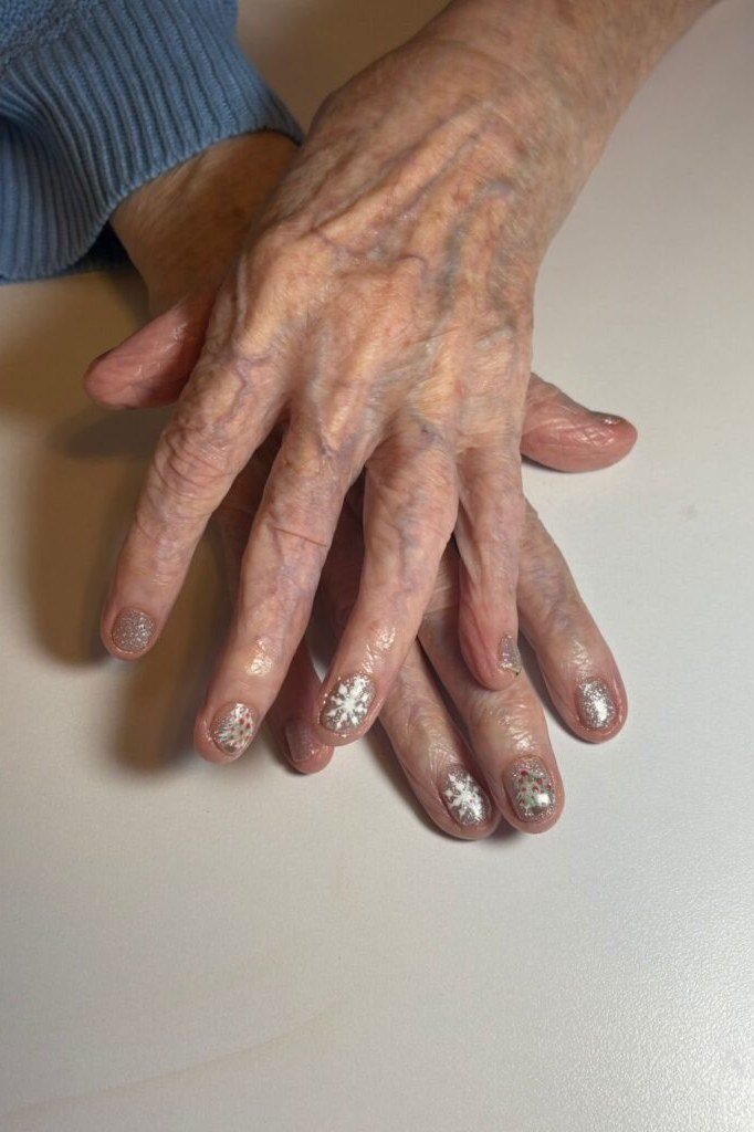 Matte Mauve Cable-Knit Nails - winter nail idea for women over 60